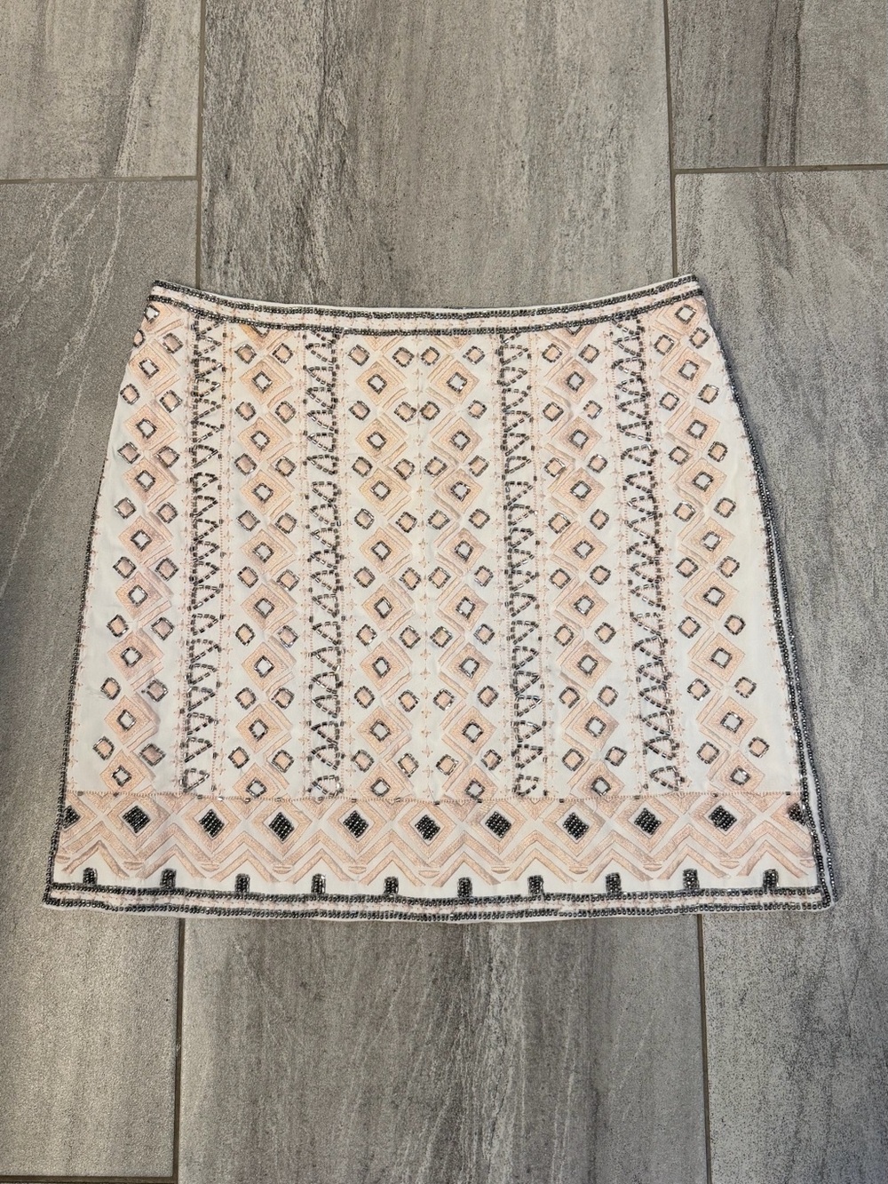Club Monaco Embellished Beaded Skirt - Blush & Silver